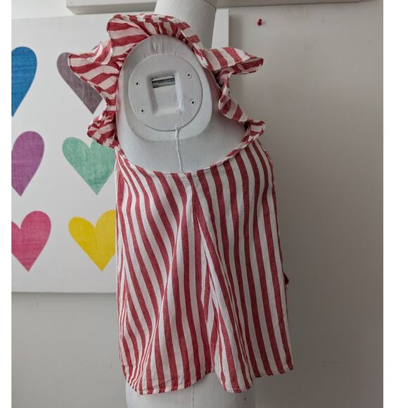 Zara trf collection tasseled red and white striped cotton tank top size small - Picture 5 of 12